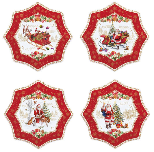 Kerst servies  memories set 2 porselein dessert bord  Ø 16 cm