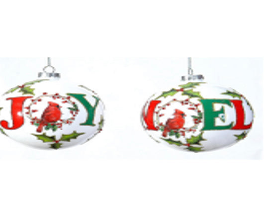 Kerstbal hanger joy Noel set van 2 12 cm