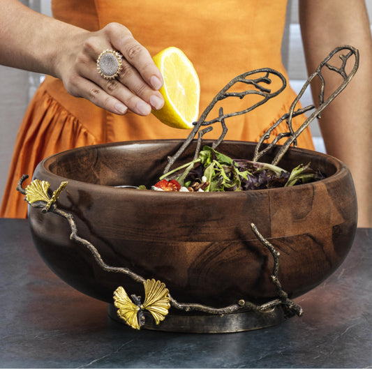 Michael Aram Butterfly Ginkgo Wood Salad Bowl