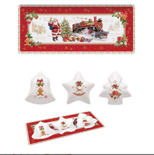 Kerst servies memories 4 bakjes aperitief set 36×16 cm porselein