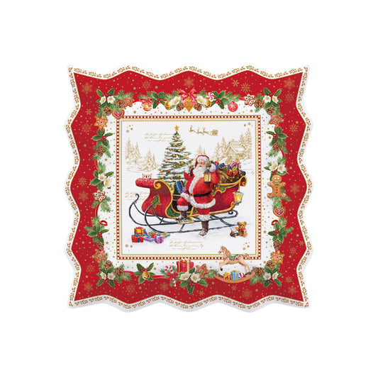 Kerst servies memories Porselein serveer schaal vierkant plat 30×30 cm