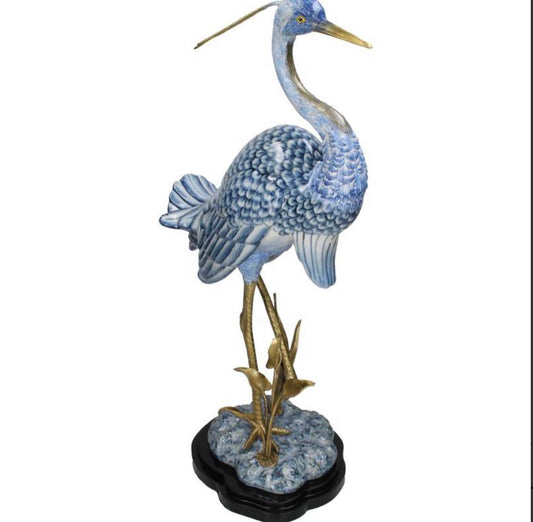 Ornament Vogel Blauw 30x19x58cm